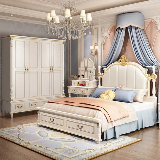 American Luxury Bedroom Sets Double European Wood Solid Bedroom Sets