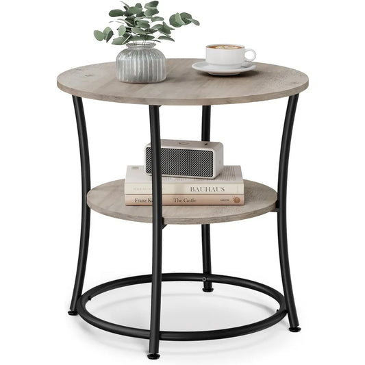 Table with 2 Shelves for Living Room, Bedroom, Nightstand Spaces, Outdoor Coffee Table