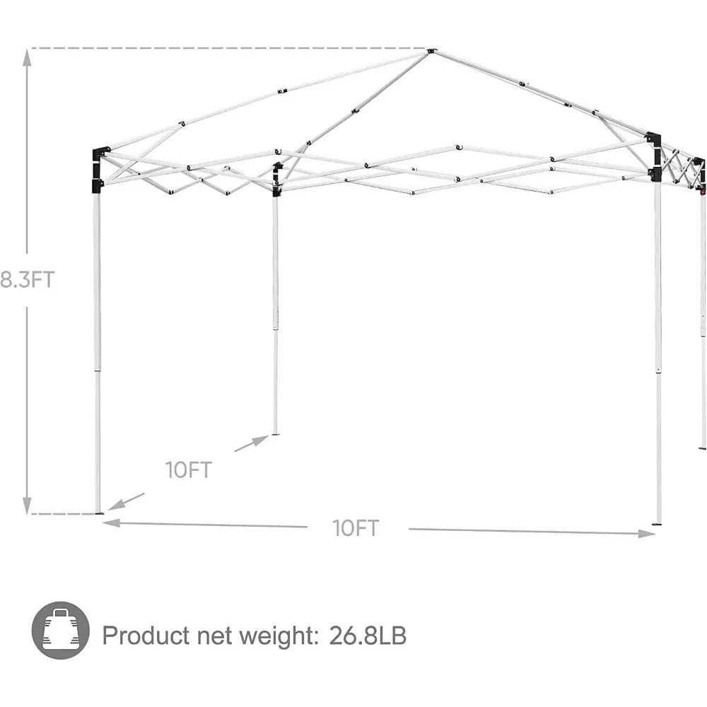 Tent Easy Set-up Outdoor Patio Canopy Adjustable Straight Leg Heights Instant Shelter with Wheeled