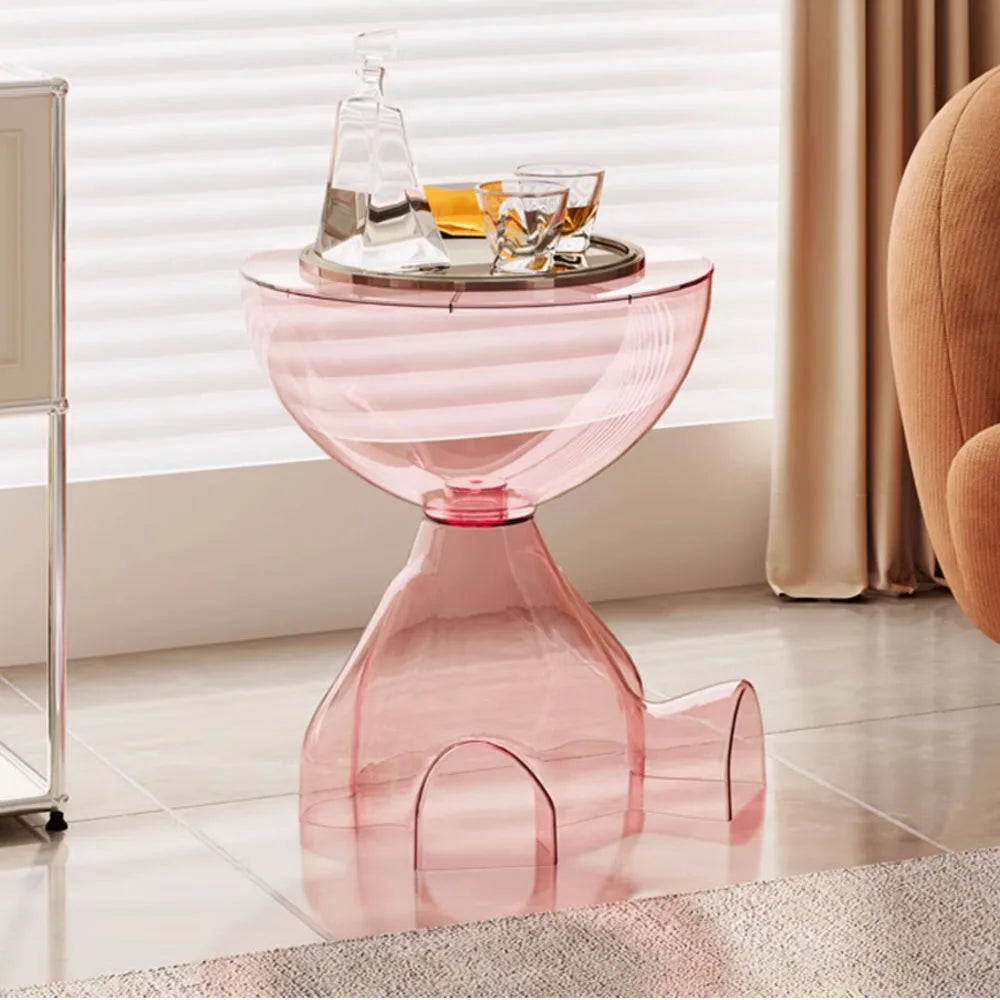 Transparent Advanced Small flat head coffee table cream style, home living room sofa side