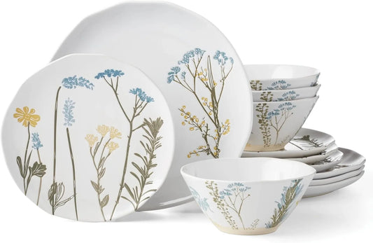 Lenox Wildflowers Piece Dinnerware Set, 12 Count, White