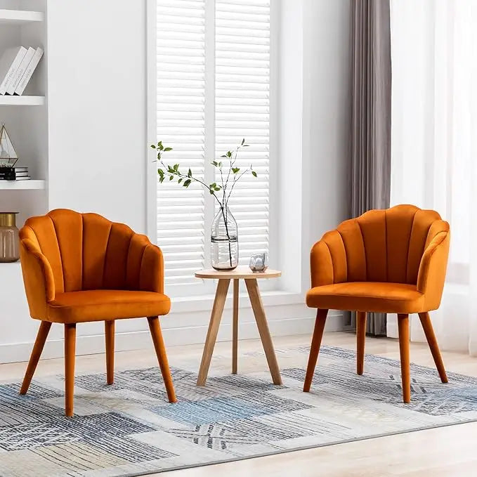 Modern Dining Room Chairs Set of 4 Chic Velvet Accent Chair Upholstered Side Chairs with Wood Legs for Home Kitchen/Living