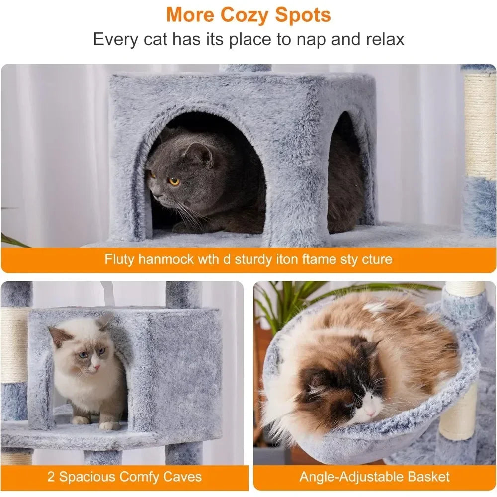 Cat Tree Indoor Feline Toys Comfort Hammock & Sisal Scratching Pet Products Home Garden