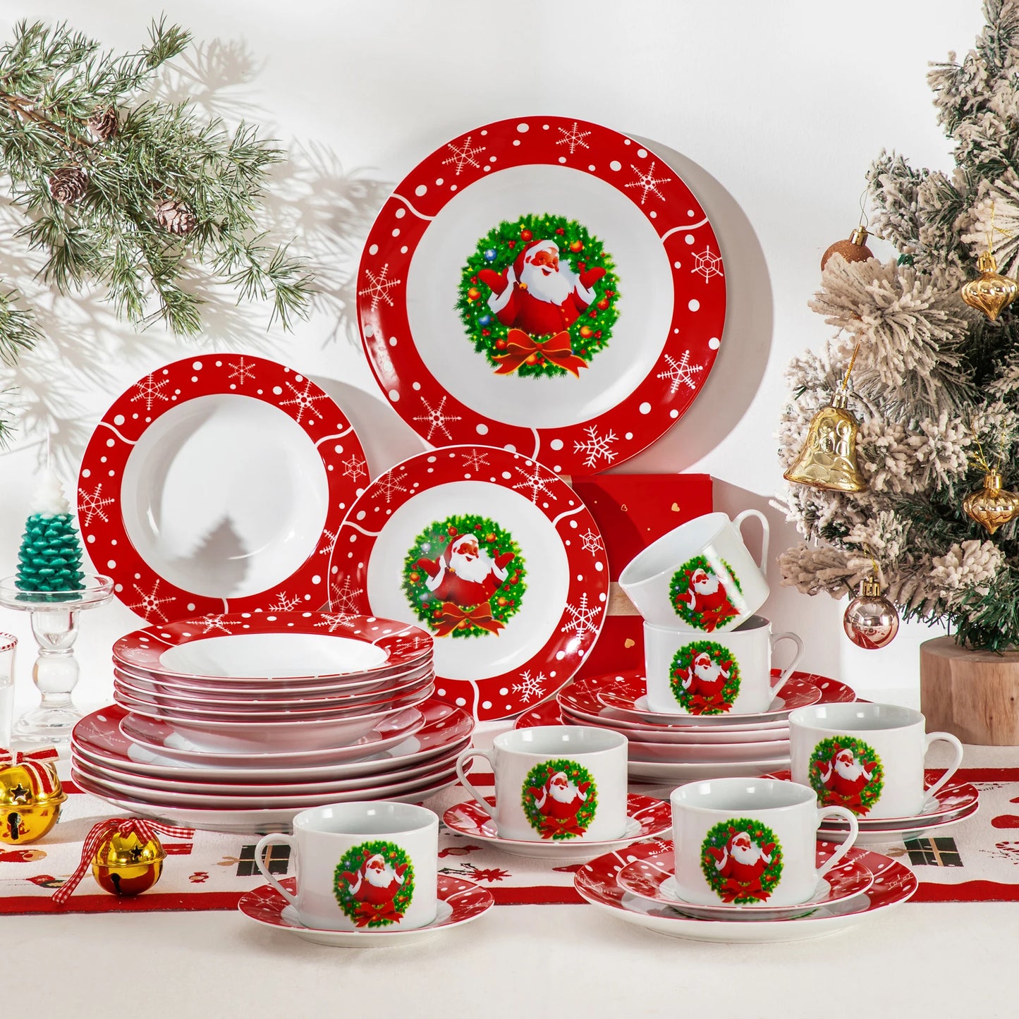 Christmas Dinnerware Set Santa Claus Style Plates Dinner Set with Dinner Plate/Dessert/Soup Plate/Mug