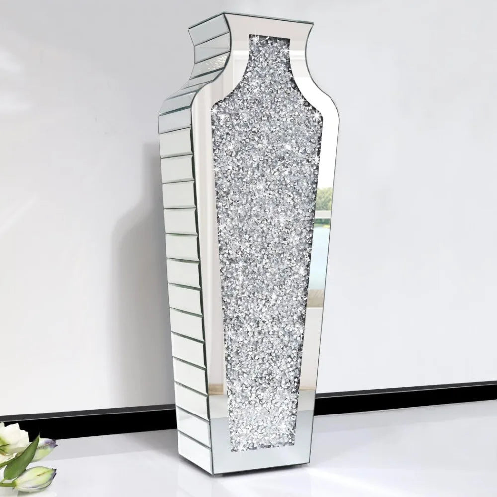 Crystal Silver Glass Decorative Mirror Vase Water Decorations