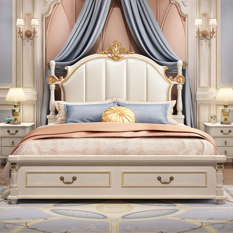 American Luxury Bedroom Sets Double European Wood Solid Bedroom Sets