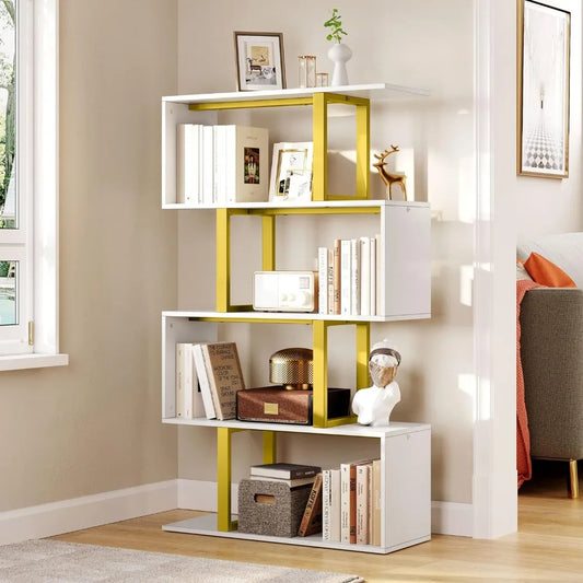 Book Shelf S-Shaped Z-Shelf Bookshelves and Bookcase Modern Storage Shelving Living Room