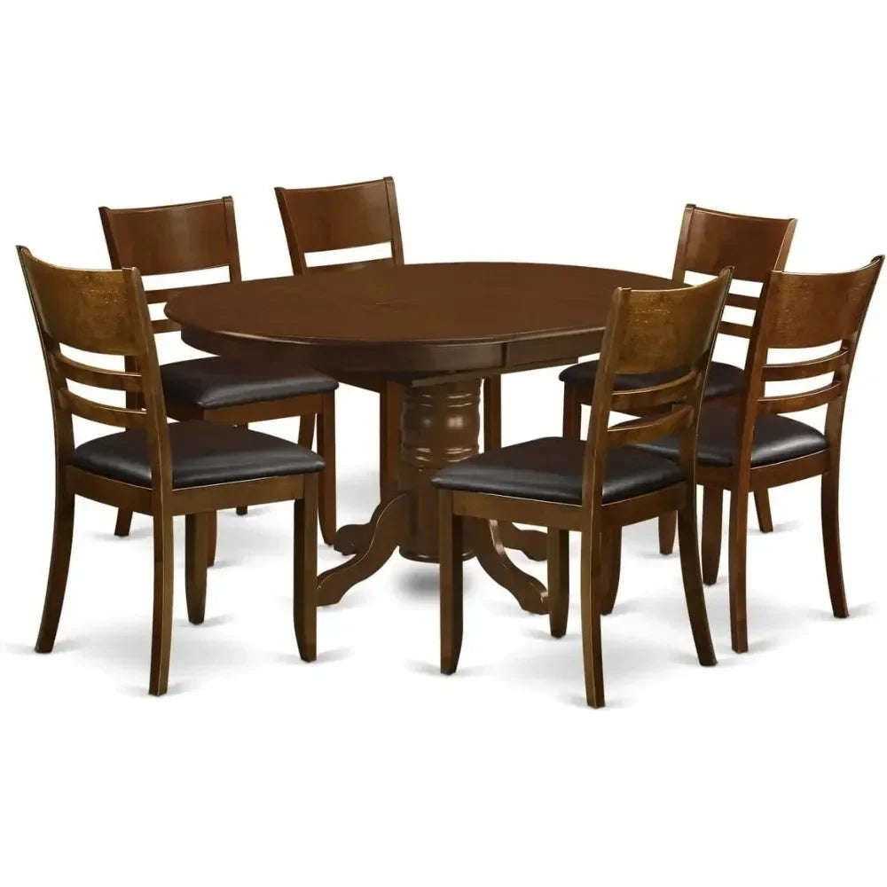 7 Piece Kitchen Table & Chairs Set Consist of an Oval Dining Table with Butterfly