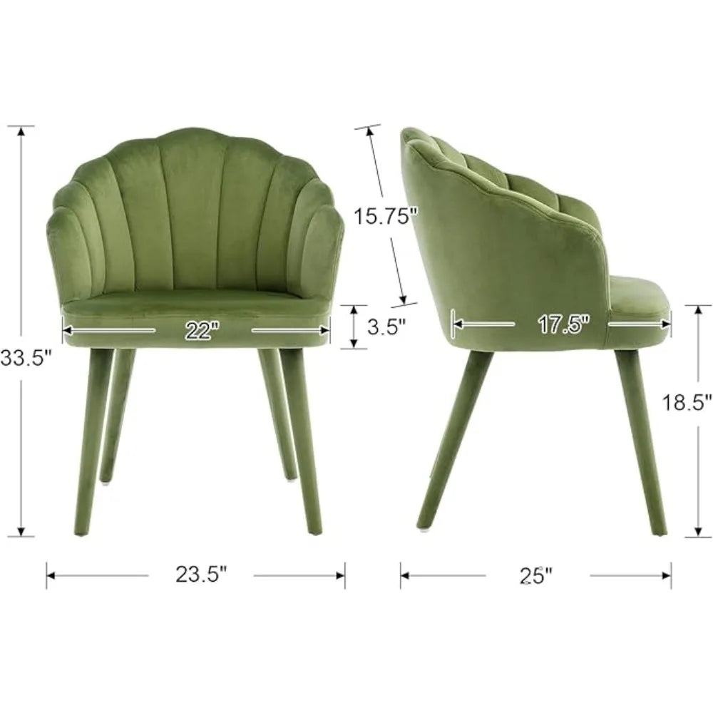 Modern Dining Room Chairs Set of 4 Chic Velvet Accent Chair Upholstered Side Chairs with Wood Legs for Home Kitchen/Living