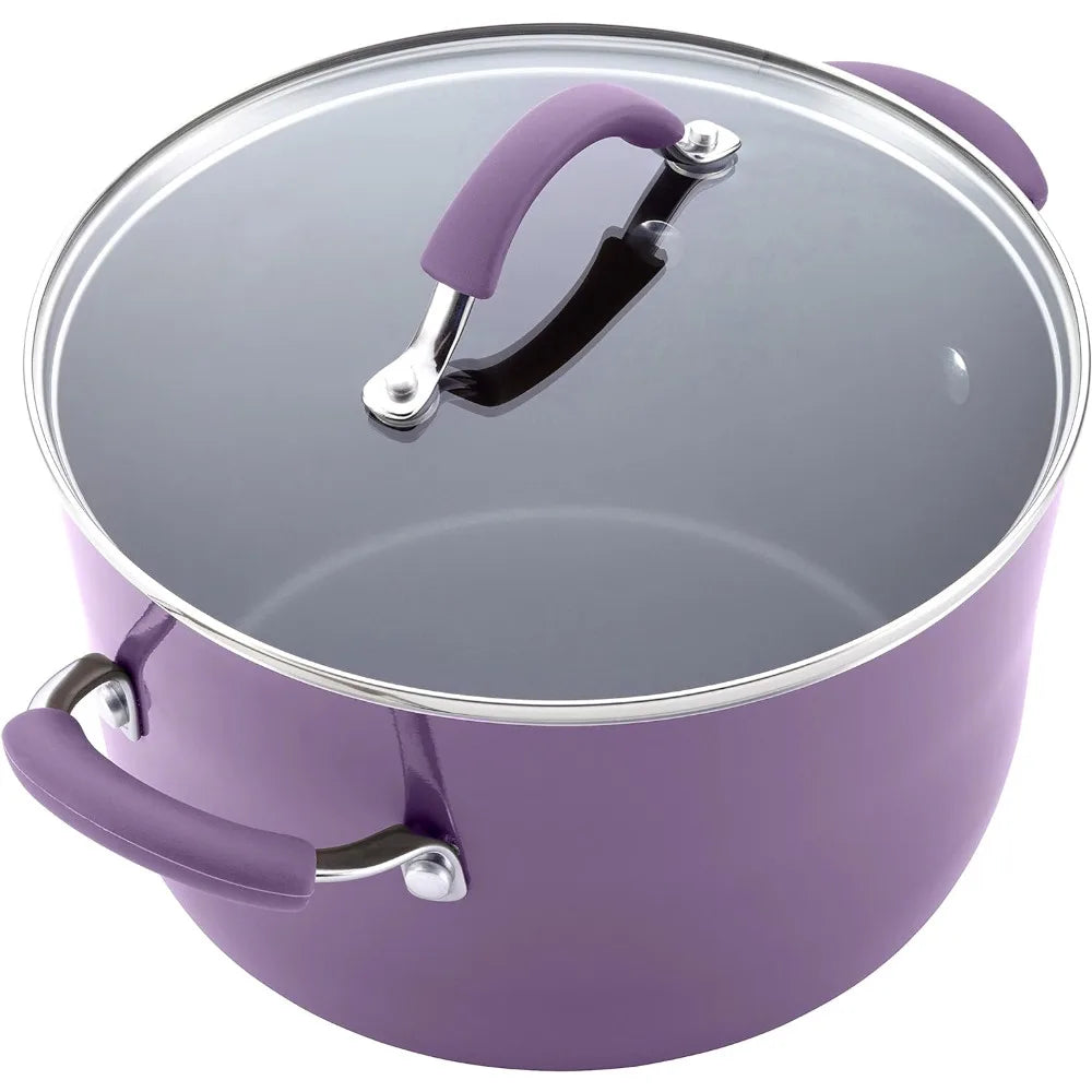 Nonstick Cookware Pots and Pans Set, 12 Piece, Oven safe to 400 degrees F, easy cleanup,