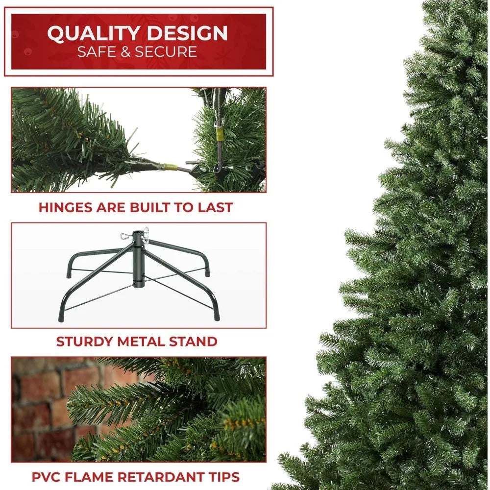 Realistic Green Spruce Artificial Holiday Christmas Tree with Sturdy Metal Stand