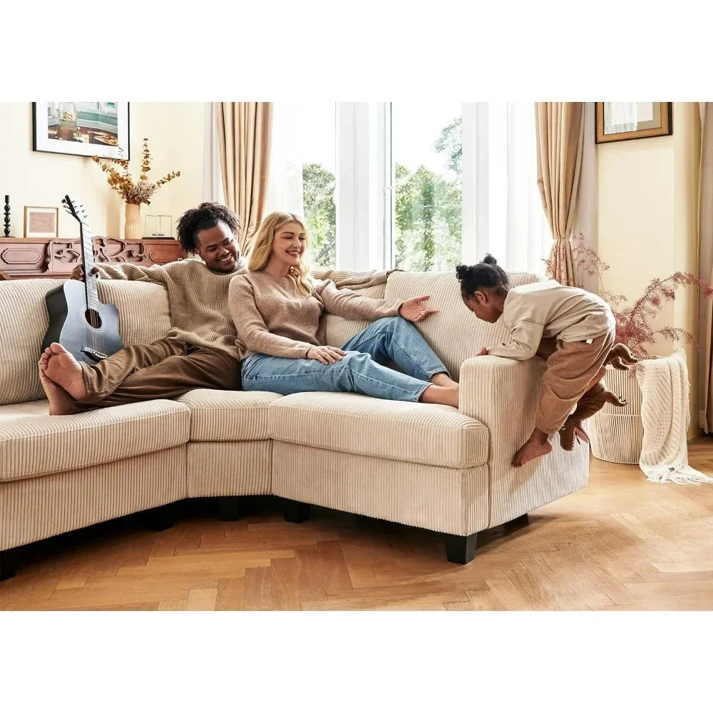 Sectional Sofa with Storage Ottoman, U Shape Sectional Couch Corduroy Modular Sectional Couches for Living Room,