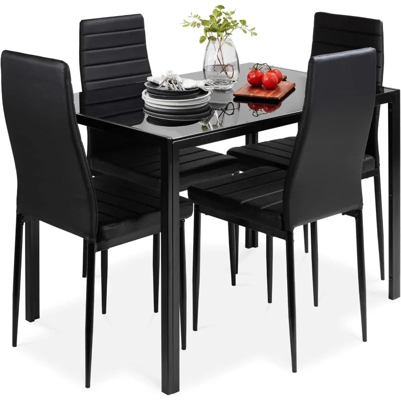 Best Choice Products 5-Piece Glass Dining Set, Modern Kitchen Table Furniture for Dining Room,