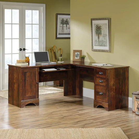 Harbor View Corner Computer Desk, Curado Cherry finish desk  desks table  l shaped desks  office furniture