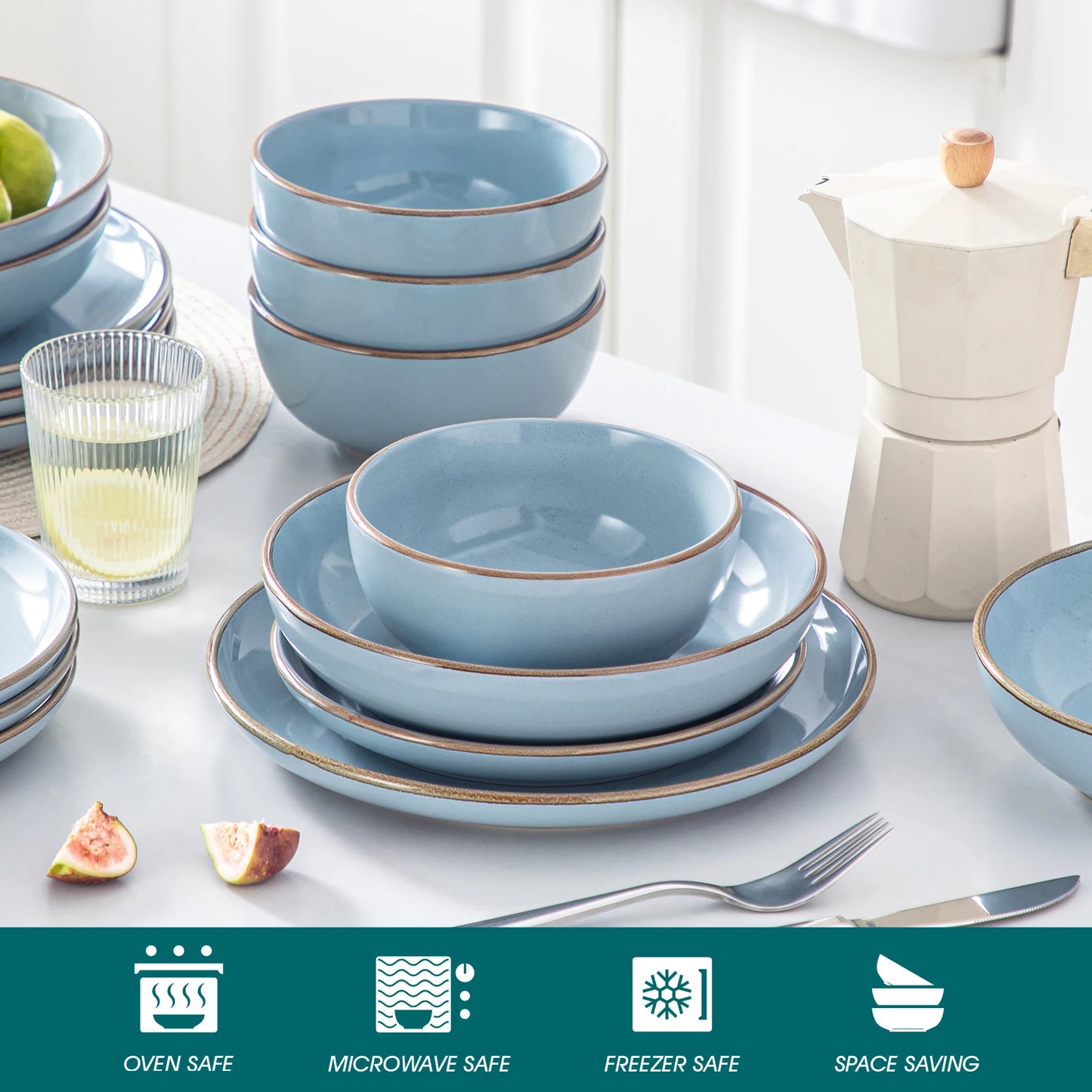 Piece Ceramic Glaze Tableware Set with Dinner/Dessert/Soup Plate/Bowl  For 4/8 Person 4 Color Optional
