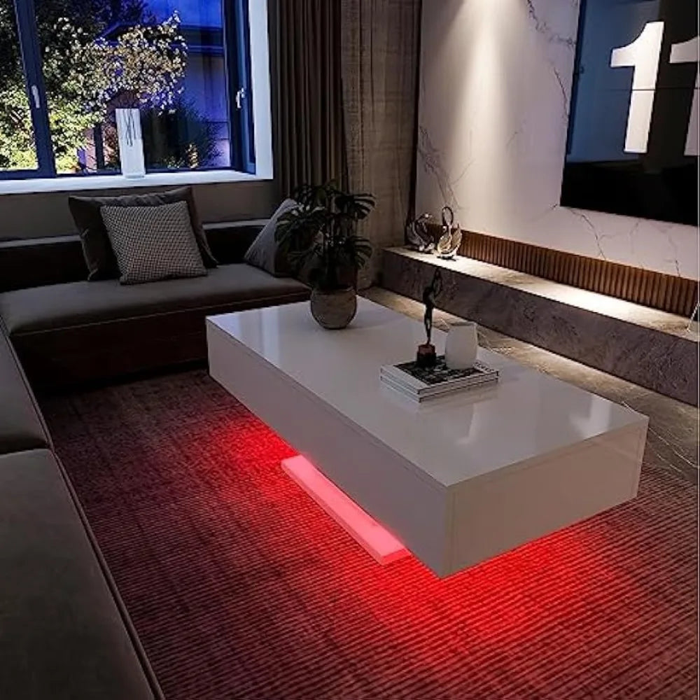 Coffee Table and Chair Set with Remote Control, Dining Room Table, RGB Light, Center Tables