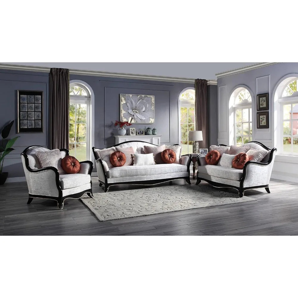 Upholstered Sofa ，Sofa With 7 Pillows In Beige  sofa set living room furniture