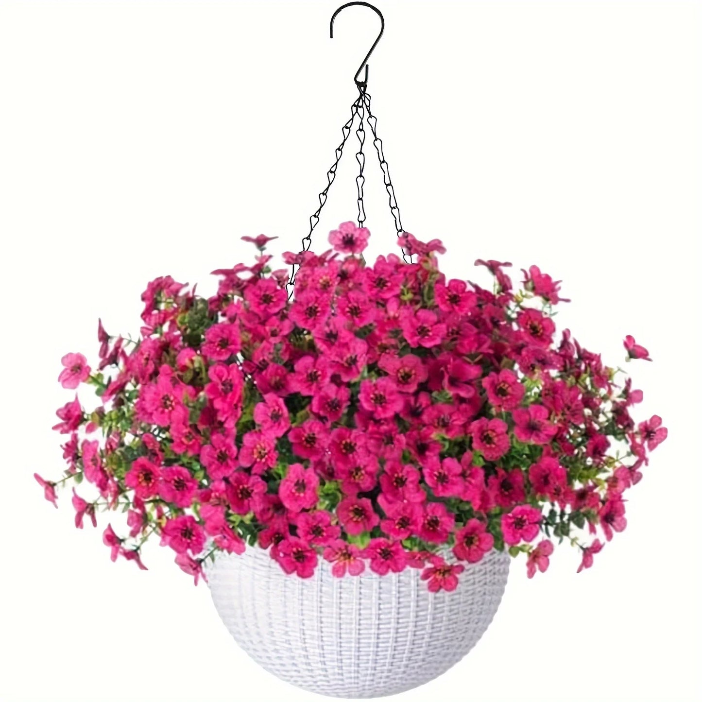 Fake Hanging Flowers With Basket -Artificial Flowers, Outdoor/Indoor Patio Lawn Decor,