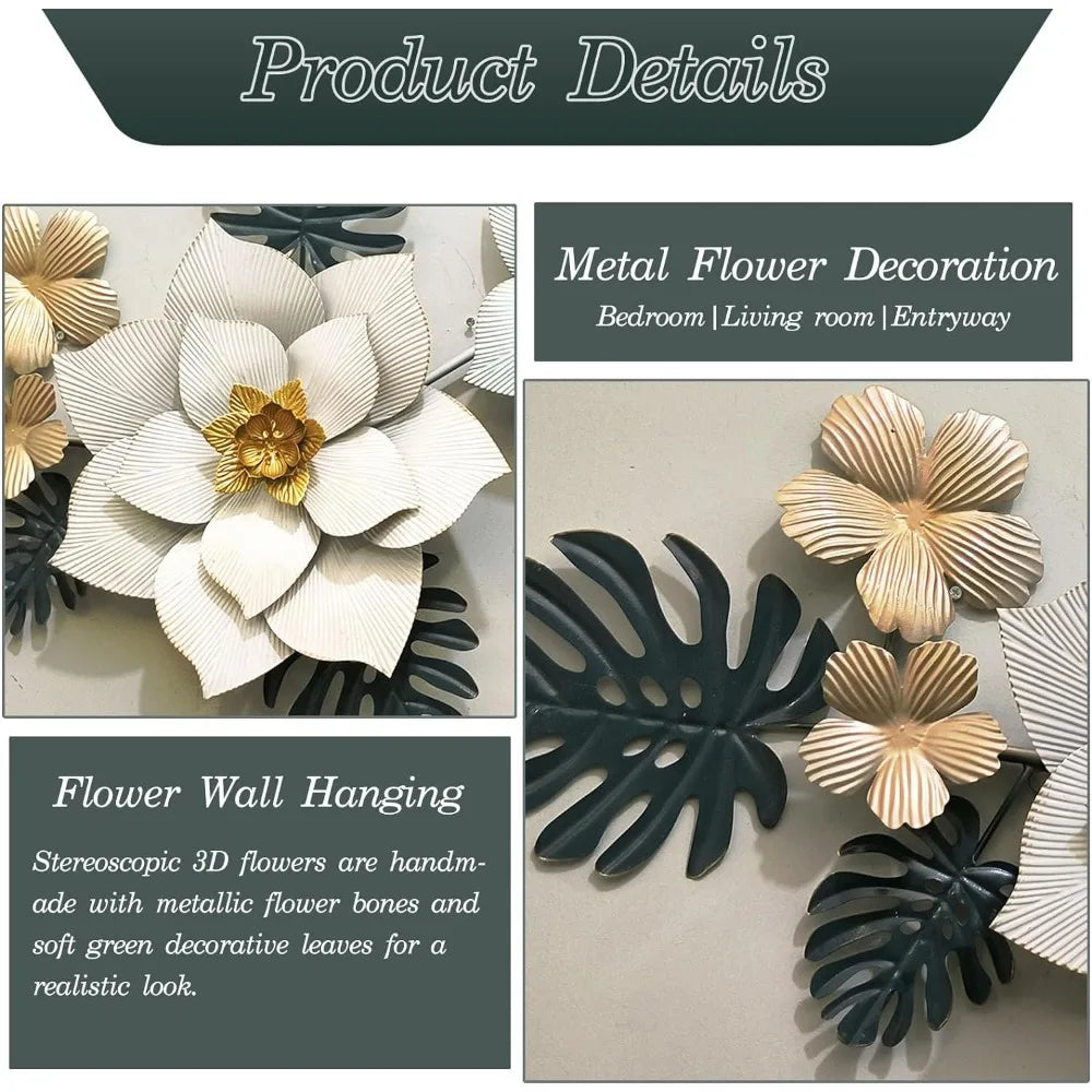 Home Decoration Metal Wall Decoration 3D Flowers Living Room Metal Wall Art Decororation Crafts Decor Garden