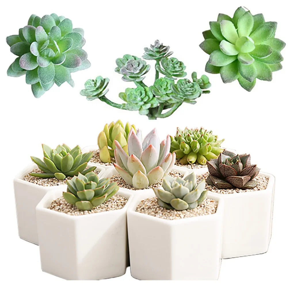 Artificial Succulents Fake Faux Flowers Mini Home Office Decor