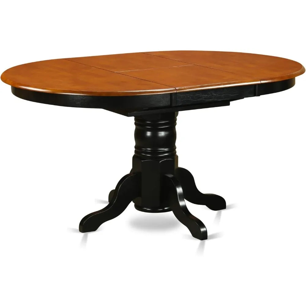 Table Set Consist of an Oval Kitchen Table with Butterfly Leaf and 6 Faux Leather Upholstered Dining Chairs