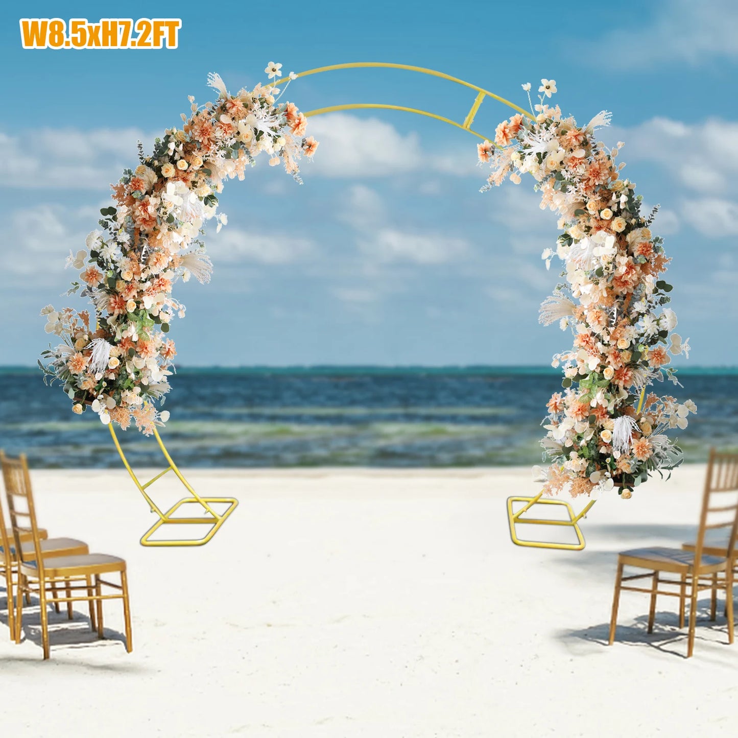 Double Arch Circle Curved Iron Decorative Props,Gold Wedding Flower Rack for Wedding Party