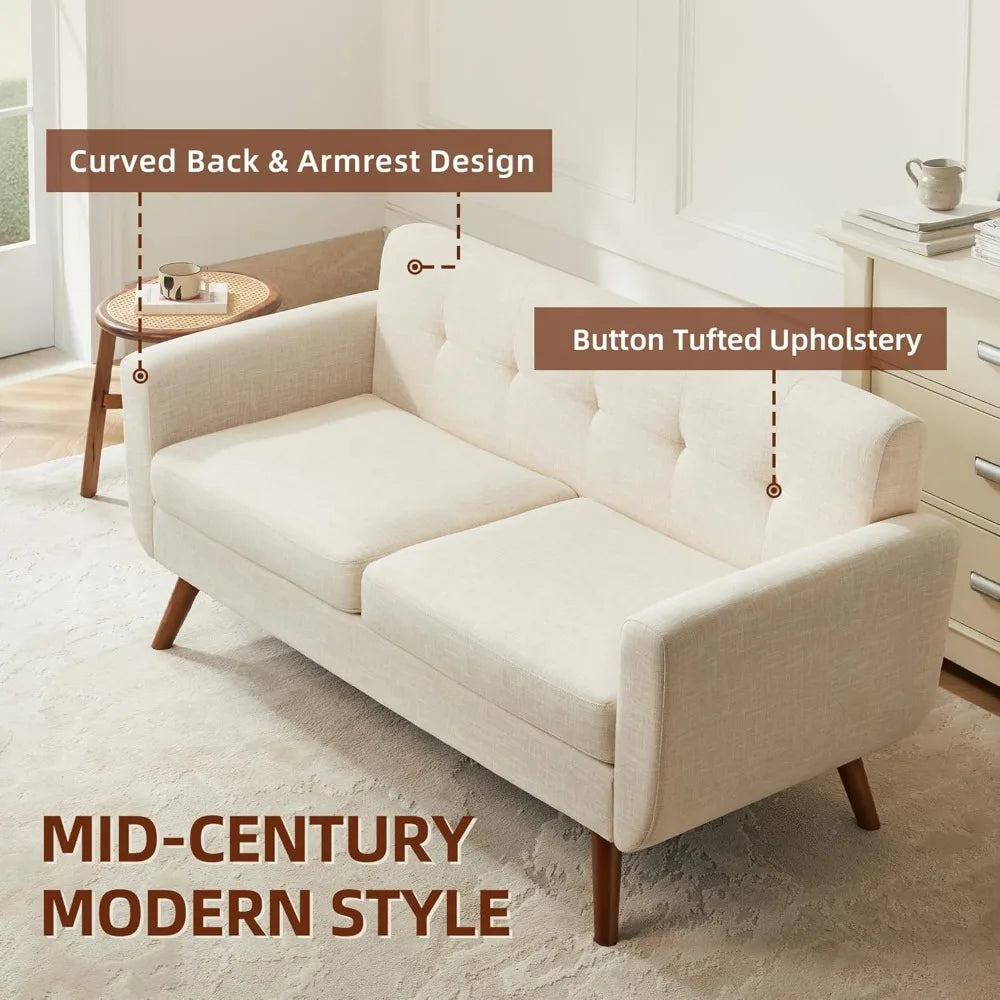 Loveseat Sofa, Mid Century Modern Decor Love Seat Couches for Living Room,