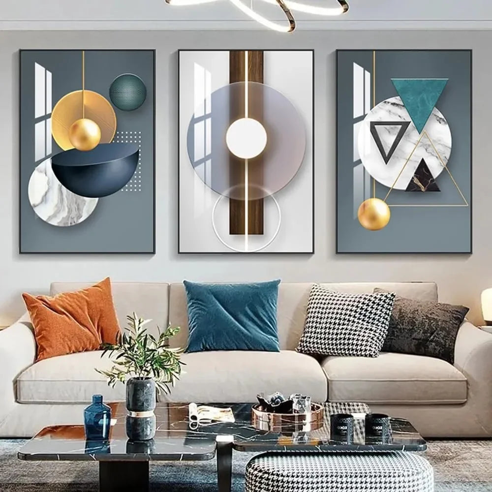 Things to the Room Abstract Geometry Framed Art Shape Pattern Paintings Accessories for Home Decor Modern Wall Decor Decoration