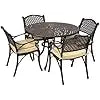 Aluminum Outdoor Dining Set for 4 with Cushions - Elegant Round Patio Table and Chairs