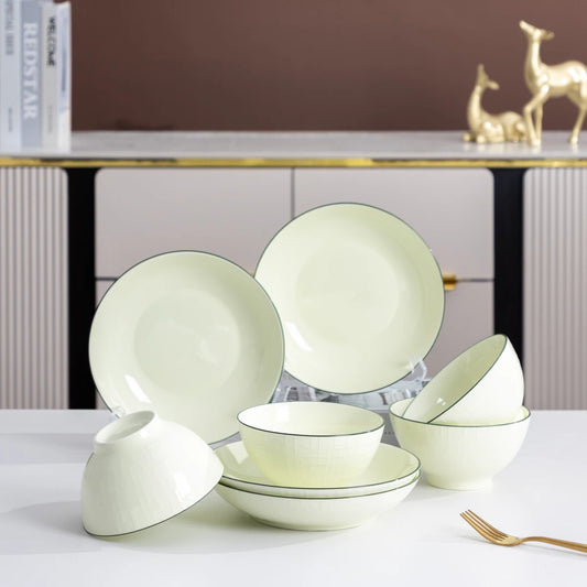 Dinnerware Set Premium Ceramic Bowls and Plates Luxury Tableware Suit for Home Dinners