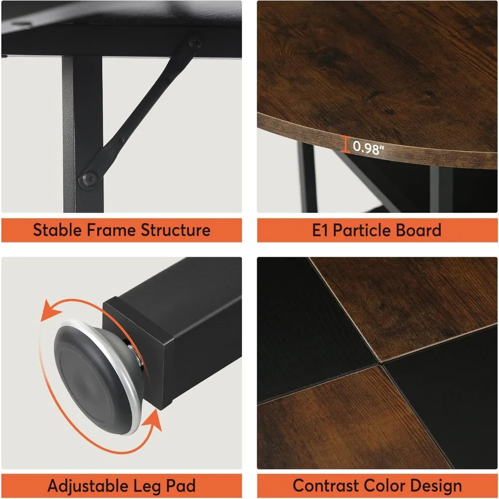 storage rack and metal legs (table only), black country brown