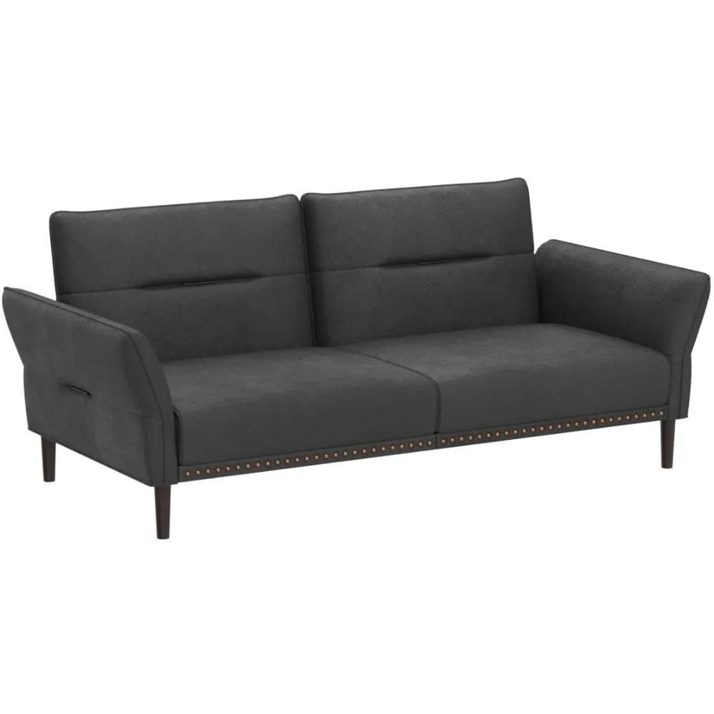 Faux Leather Sleeper Sofa With Mattress and Frame Living Room Sofas