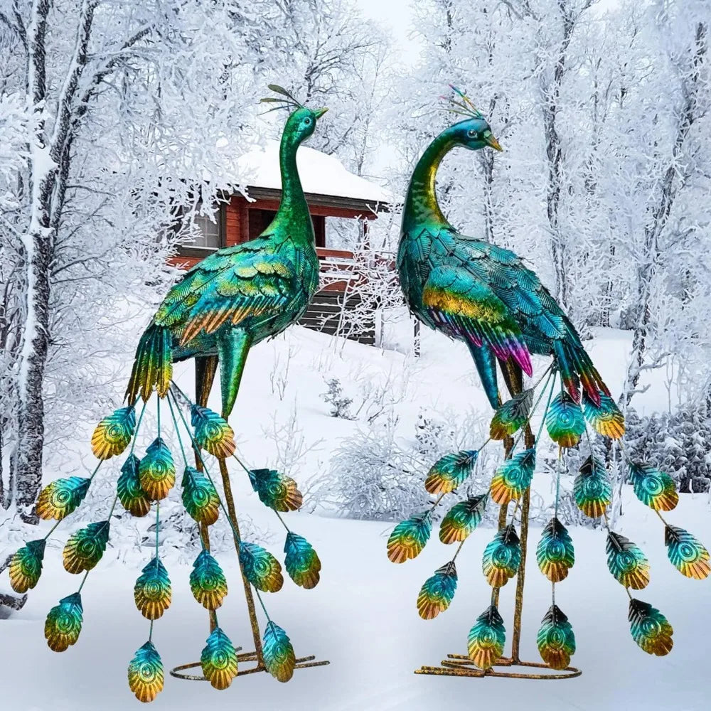 Set of 2 Statue Peacock Garden Sculpture & Statues Sculptures & Figurine Home Decoration Crafts Decor