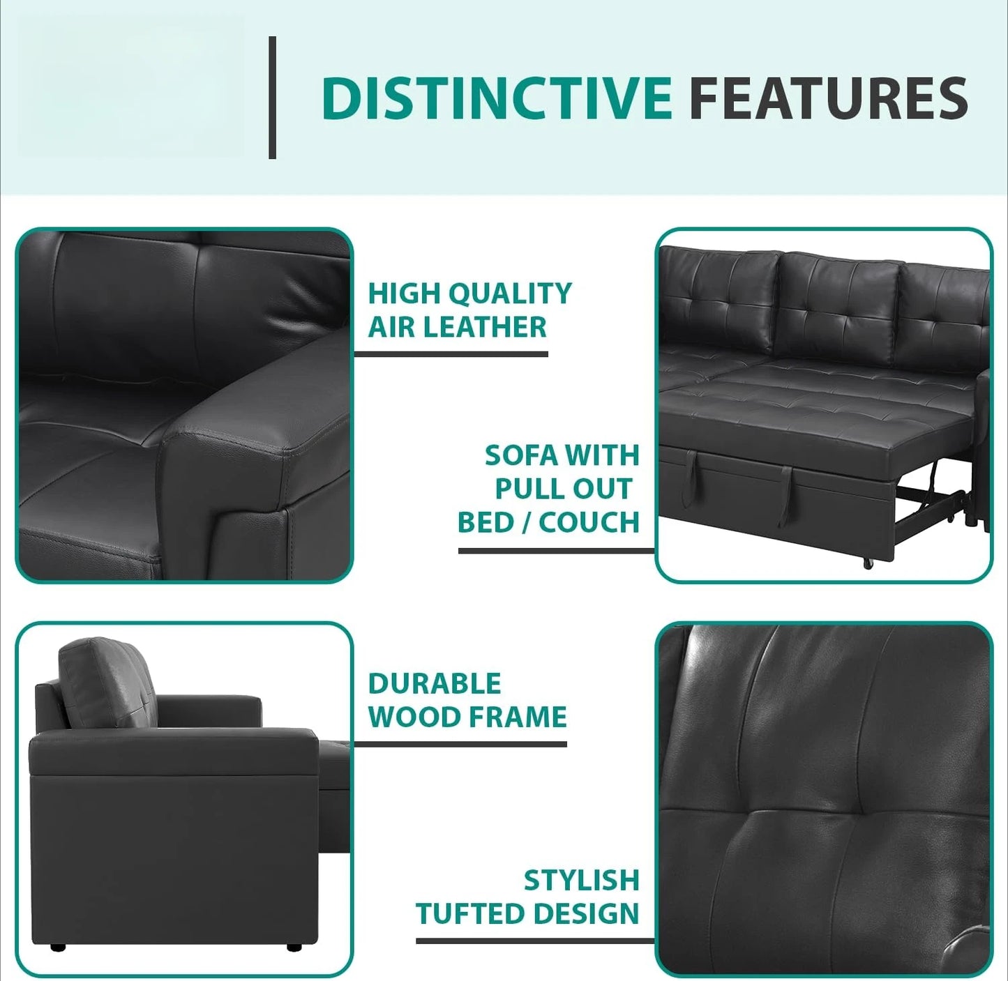 Sofa Living Room, Tufted Pull Out Couch with Storage, L-Shaped Reversible Sleeper Sofas with Storage, Sofa Living Room