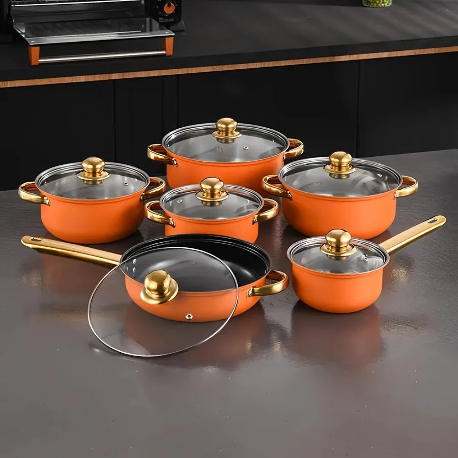 - Stainless Steel Induction Cookware for Gas/Electric, Heat-Resistant Skillet & Saucepan Combo
