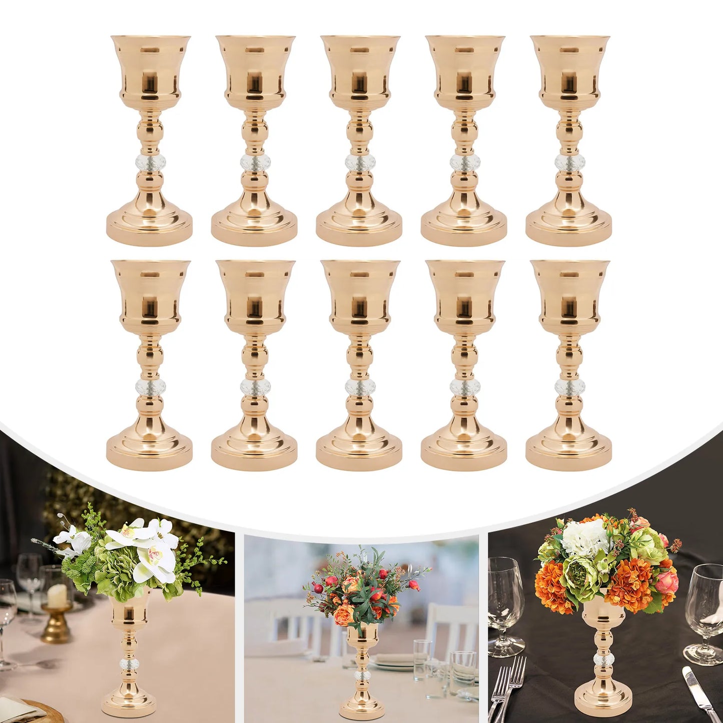 Table Metal Wedding Flower Trumpet Vase Centerpiece Decorative Home Decor Gold/Silver