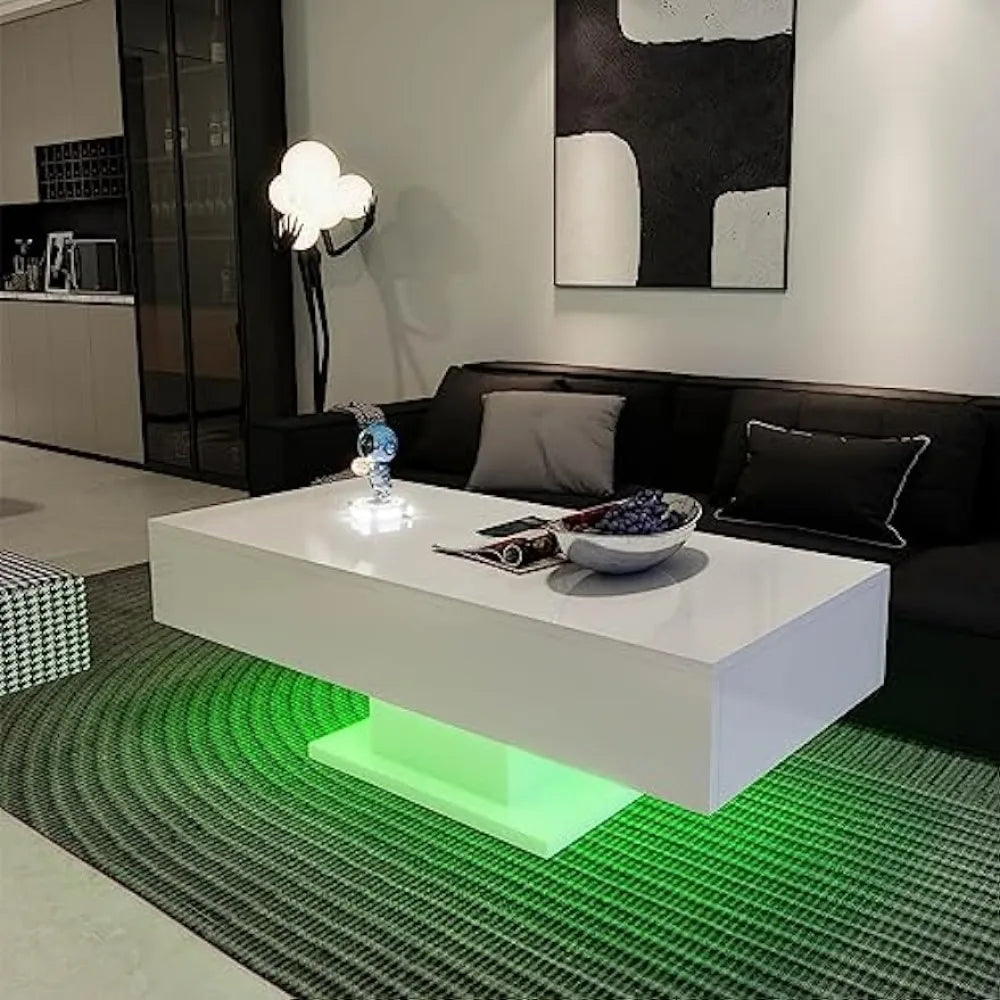 Coffee Table and Chair Set with Remote Control, Dining Room Table, RGB Light, Center Tables