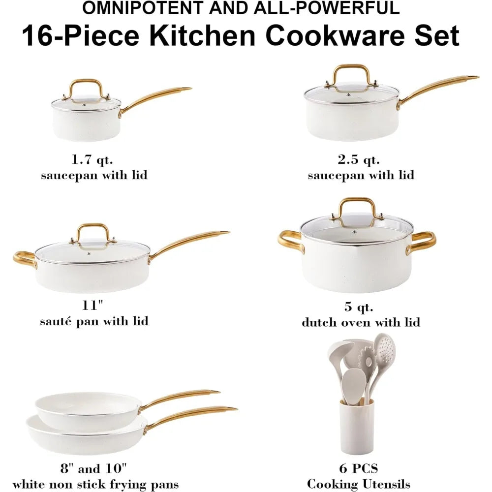 Nonstick Cookware Set - 16 PCS Non Toxin Pots