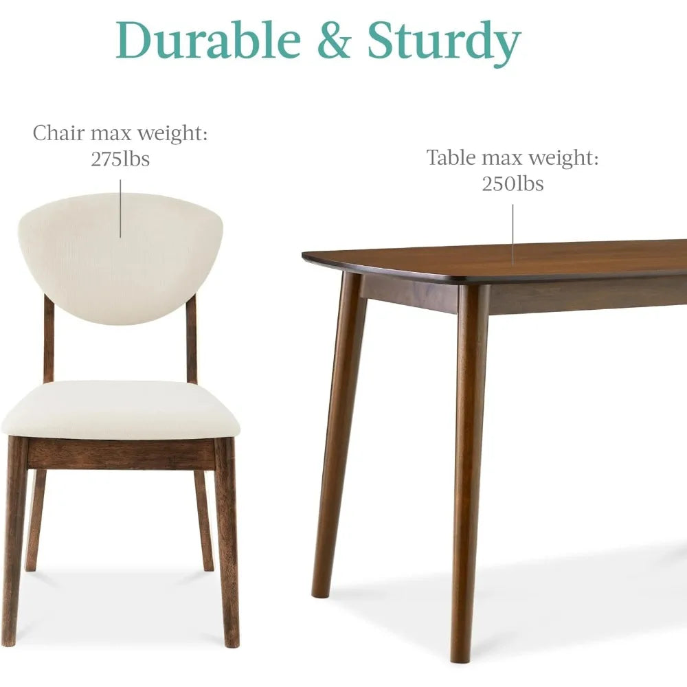 Dinings Set, Compact Mid-Century Modern Table & Chair Set for Home, Apartment w/ 4 Chairs, Dining Room Sets
