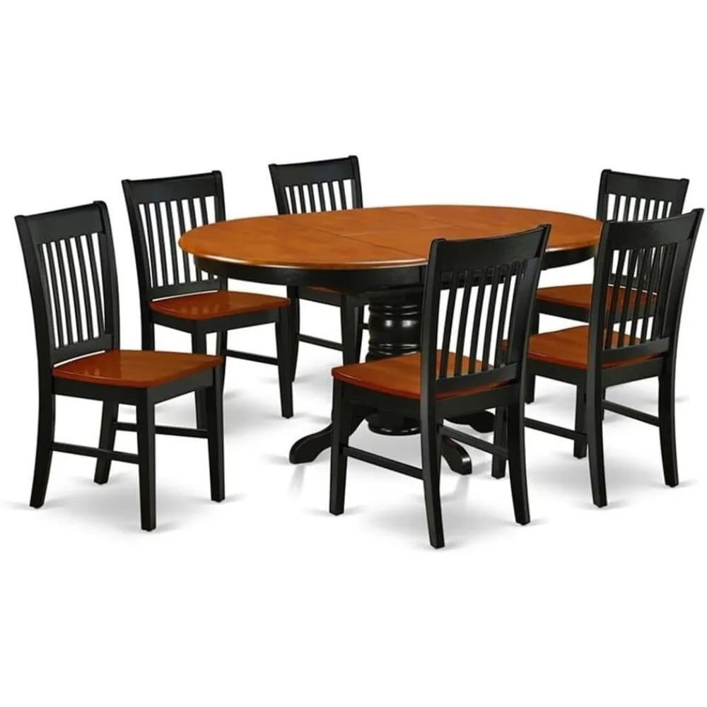 Furniture Set Consist of an Oval Kitchen Table with Butterfly Leaf and 6 Dining's Chairs, Dining Room Sets