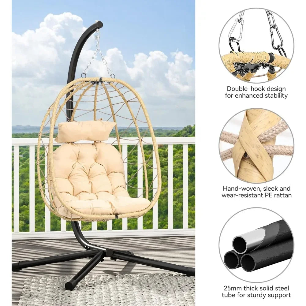 Egg Chair with Stand Swing Chair Wicker Indoor Outdoor