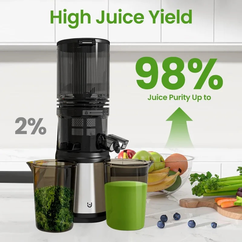 Masticating Juicer, 350W Slow Cold Press Juicer with 5.8" Extra-Large Feeding Chute, Juicer Machines Whole Fruits and Vegetables