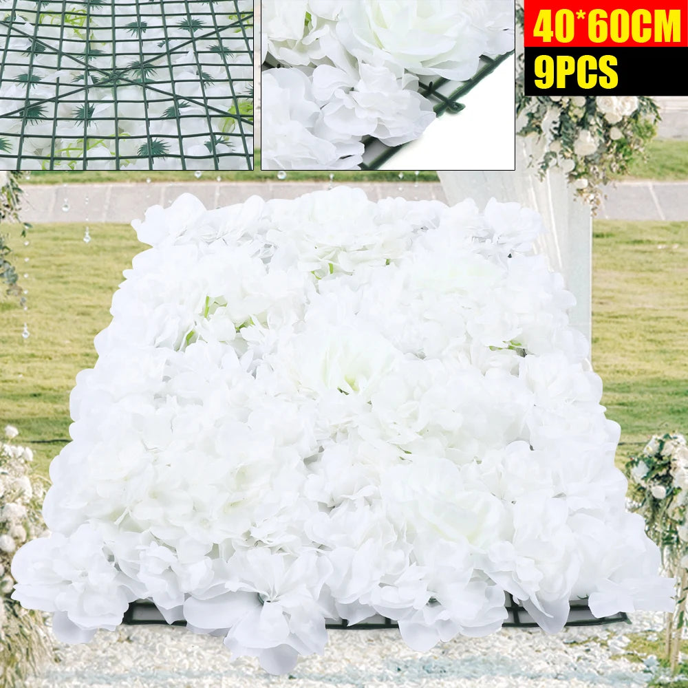 9x Premium Rose Flower Milky White Wall Panels Artificial Silk Wedding Decor Party Home