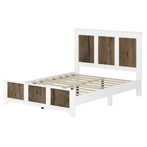 4-Pieces Bedroom Sets, Queen Size Farmhouse Platform Bed