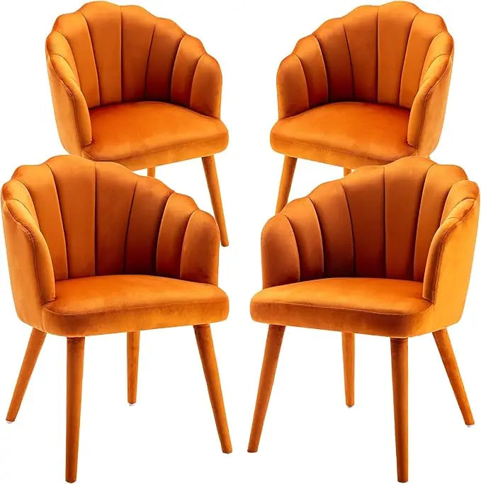 Modern Dining Room Chairs Set of 4 Chic Velvet Accent Chair Upholstered Side Chairs with Wood Legs for Home Kitchen/Living
