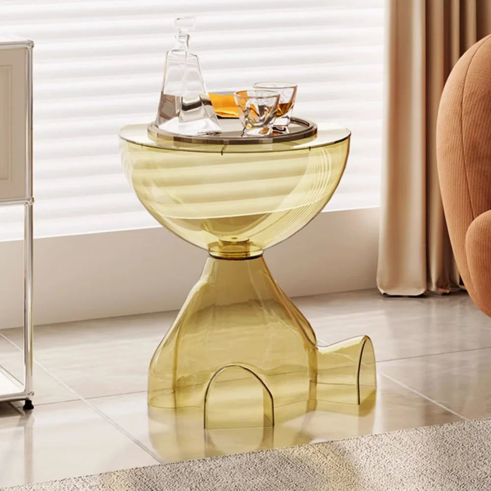 Transparent Advanced Small flat head coffee table cream style, home living room sofa side