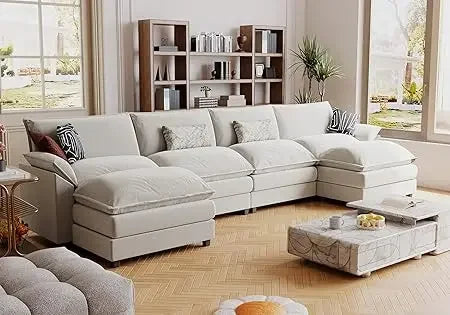 Modular Oversized Sectional Sofa Couch, Modern Wide Arm L-Shaped Couch, Sleeper Sofa