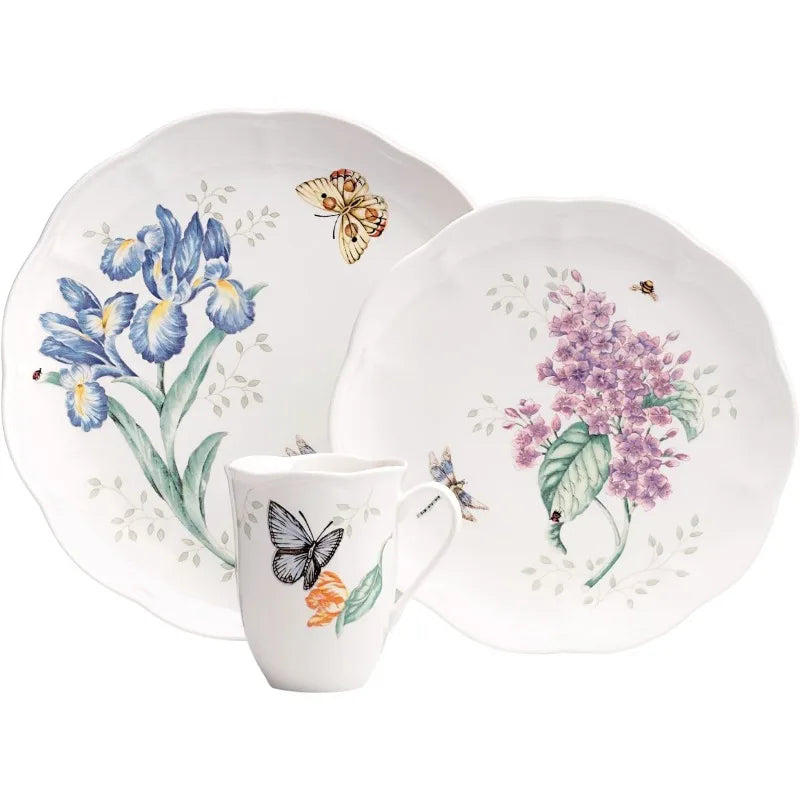 Butterfly Meadow 18-Piece Dinnerware Set, White