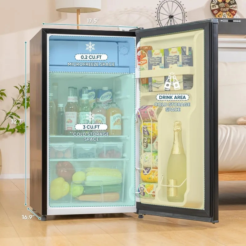 Mini Fridge with Freezer for Bedroom,