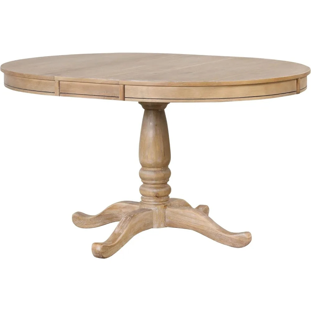 5 unique rural dining table sets, expandable round dining table and 4 chairs with backrests, kitchen dining table set